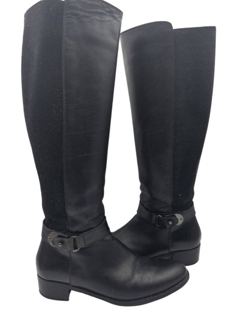 Aquatalia Olita Weatherproof Black Leather Riding Boots Knee High Classic Sz 8